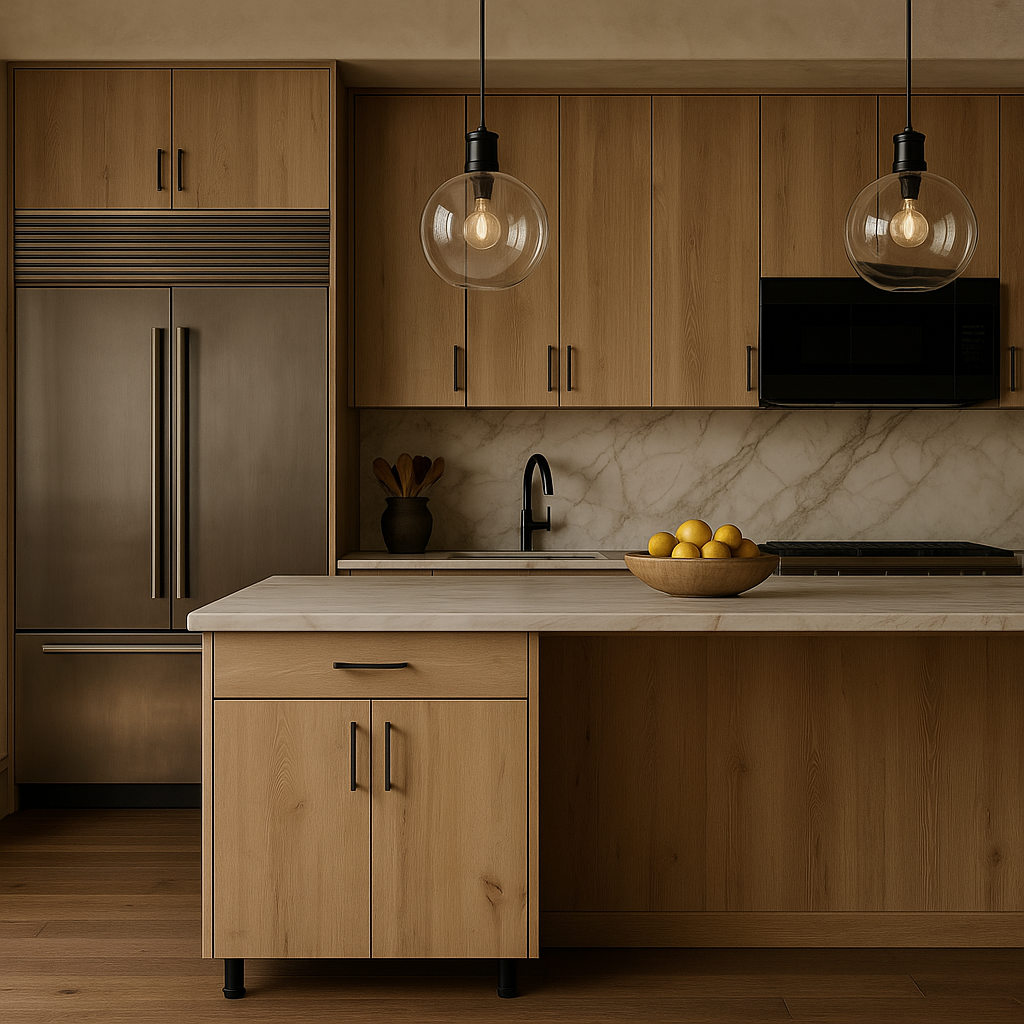 Cambridge Radiance Ready-to-Assemble Slab Base Kitchen Cabinet, Light Oak, 36 in.