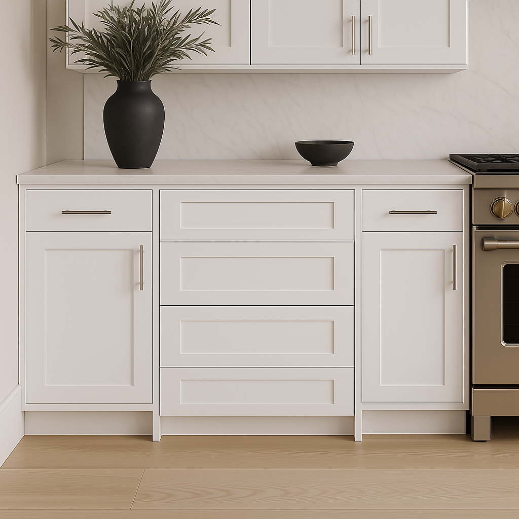 HOMEIBRO Shaker White Plywood Kitchen Cabinet with 4 Drawers - 21 in. W x 24 in. D x 34.5 in. H