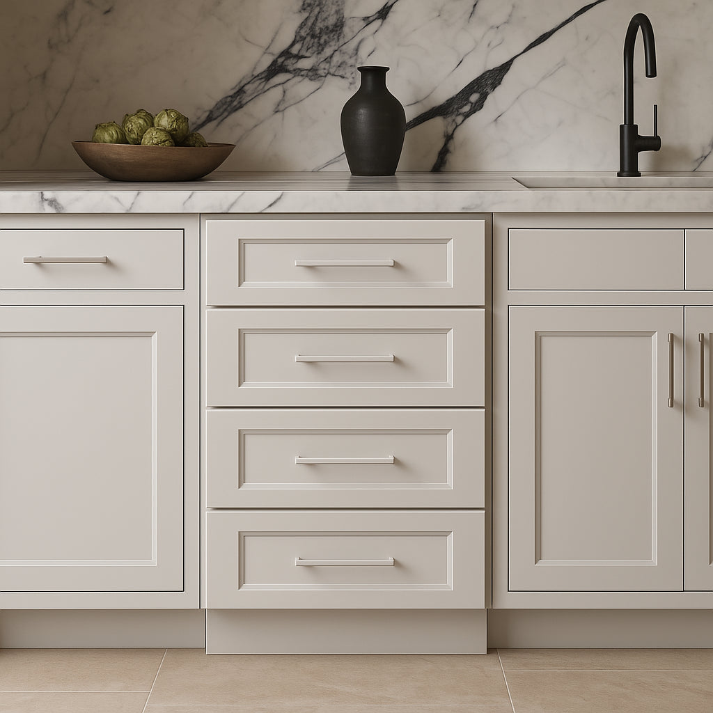 HOMEIBRO Shaker White Plywood Kitchen Cabinet with 4 Drawers - 21 in. W x 24 in. D x 34.5 in. H