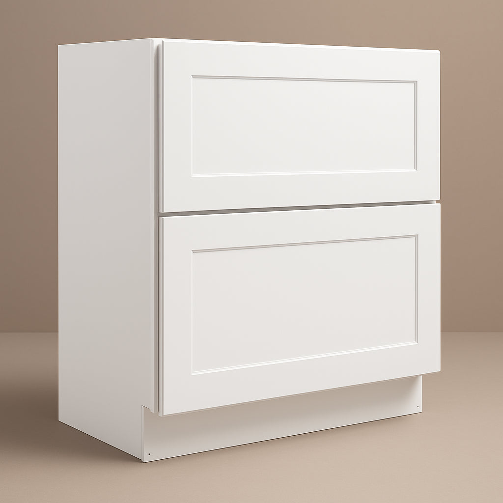 HOMEIBRO Shaker White Plywood Kitchen Cabinet with 2 Drawers - 36 in. W x 24 in. D x 34.5 in. H