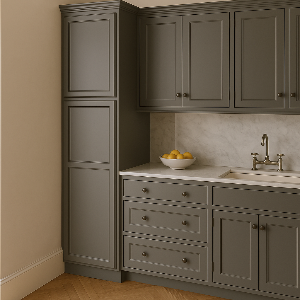 PELHAM & WHITE Keyport Shaker Pantry Kitchen Cabinet, Charcoal Gray, Tool-Free Assembly