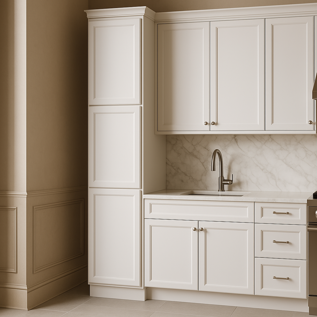 PELHAM & WHITE Keyport Shaker Pantry Cabinet, 18 in. W x 24 in. D x 90 in. H, White