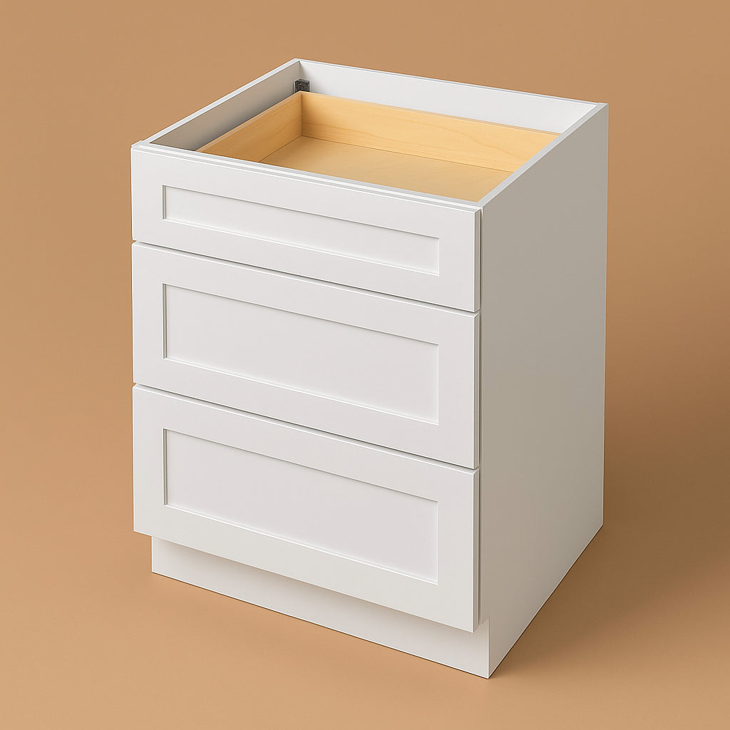 WOWOW 24" White Plywood Bathroom Cabinet with Soft Close Drawers
