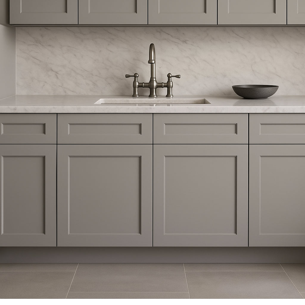 Plywell Shaker Sink Base Cabinet, Gray, Ready to Assemble