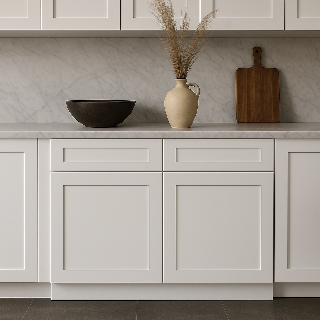 HOMEIBRO Shaker White Plywood Base Kitchen Cabinet with 2 Drawers and 2 Doors