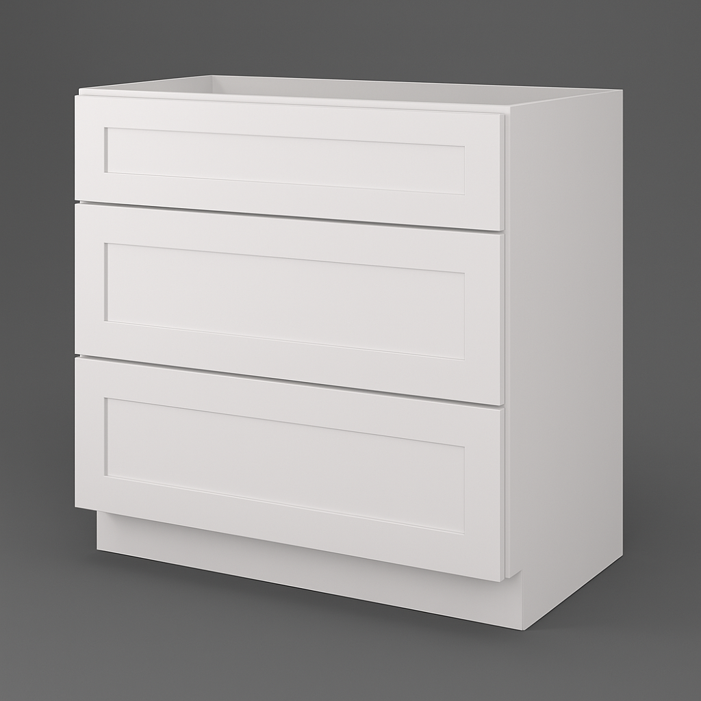 HOMEIBRO Shaker Dove Plywood Kitchen Cabinet with 3 Drawers - 36 in. W x 24 in. D x 34.5 in. H