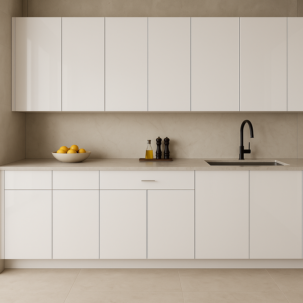 Cambridge Radiance 36 in. Ready to Assemble Slab Base Kitchen Cabinet in White Gloss