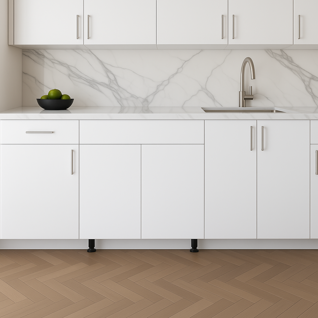 Cambridge Radiance 36 in. Ready to Assemble Slab Base Kitchen Cabinet in White Gloss