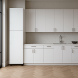 Cambridge Radiance White Gloss Slab Pantry Kitchen Cabinet, Ready to Assemble