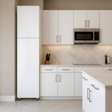 Cambridge Radiance White Gloss Slab Pantry Kitchen Cabinet, Ready to Assemble