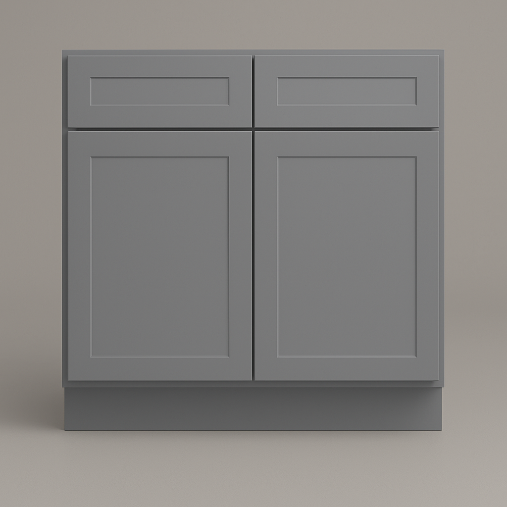 HOMEIBRO Shaker Grey Plywood Kitchen Cabinet with 2 Drawers