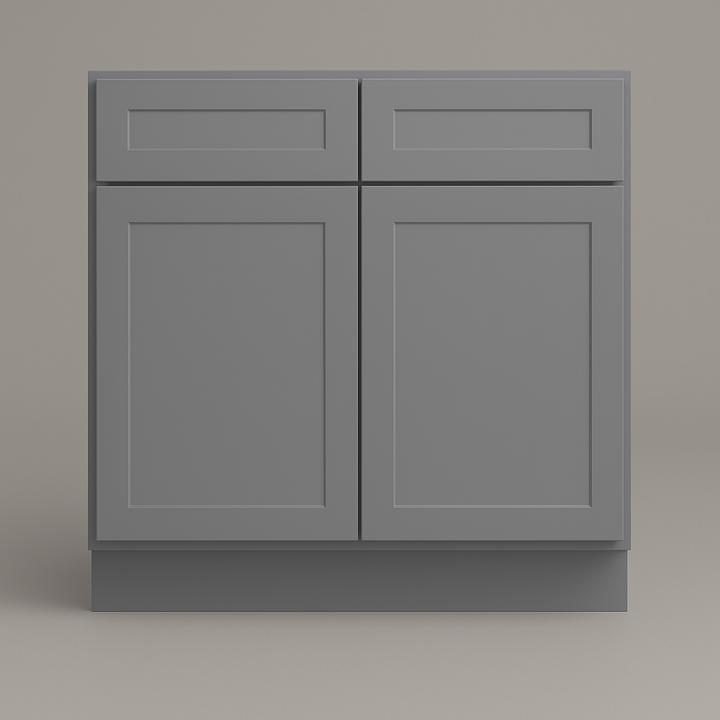 HOMEIBRO Shaker Grey Plywood Kitchen Cabinet with 2 Drawers