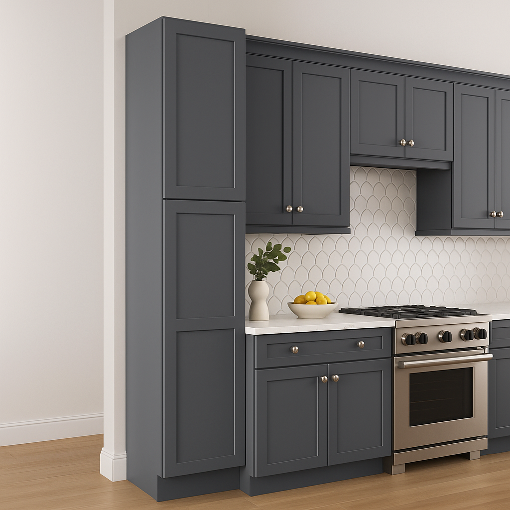 HOMEIBRO Shaker Grey Pantry Kitchen Cabinet - 18-in W x 24-in D x 90-in H