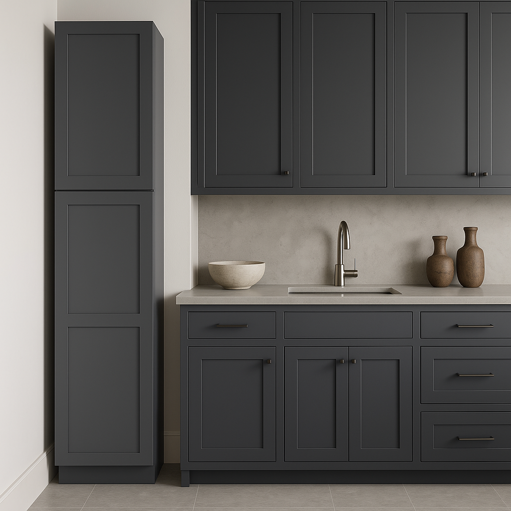 HOMEIBRO Shaker Grey Pantry Kitchen Cabinet - 18-in W x 24-in D x 90-in H