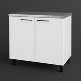 Adrinfly Freestanding Utility Base Cabinet with Stainless Steel Countertop and Door