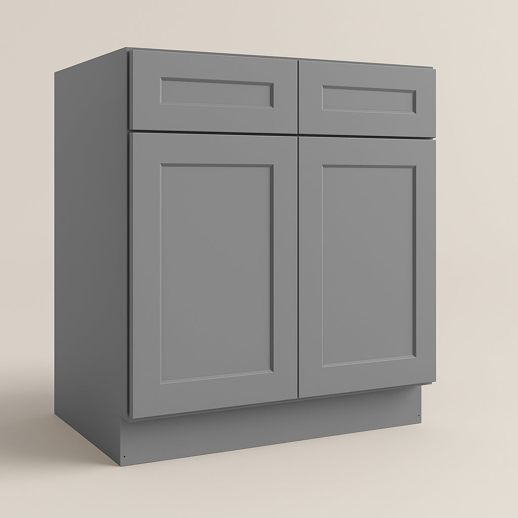 HOMEIBRO Newport Sink Base Grey 2-Door Cabinet - Shaker Style, 30 in. W x 24 in. D x 34.5 in. H