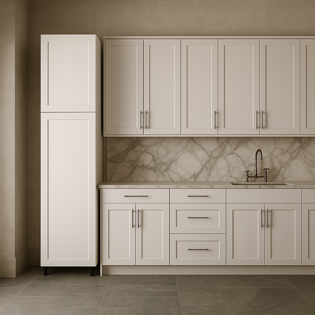 Cambridge Everest White Shaker Pantry Kitchen Cabinet, 18 in. W x 24 in. D x 90 in. H