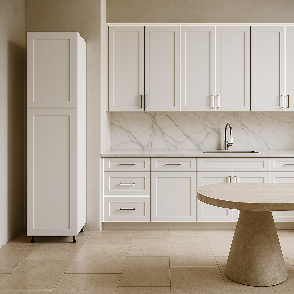 Cambridge Everest White Shaker Pantry Kitchen Cabinet, 18 in. W x 24 in. D x 90 in. H