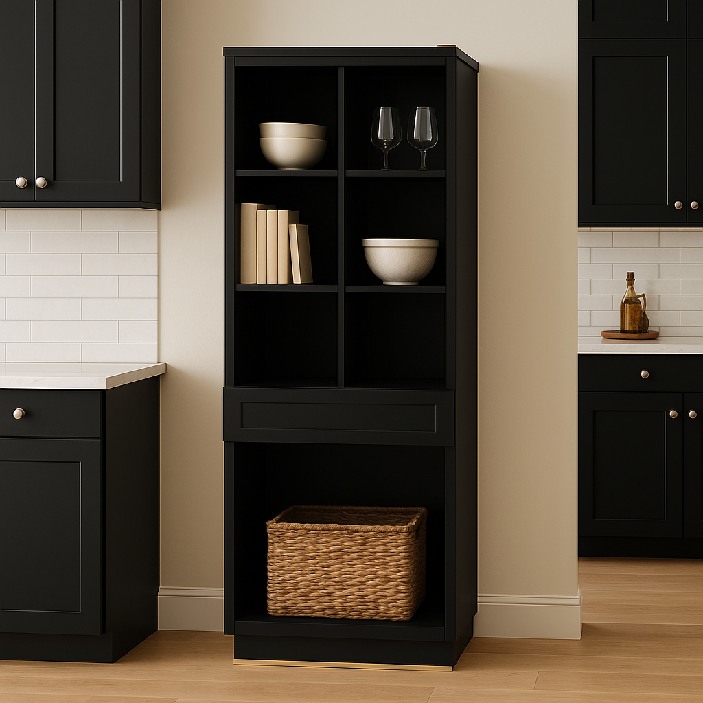 Hampton Bay Avondale 36" x 24" x 96" Shaker Open Pantry Cabinet in Raven Black