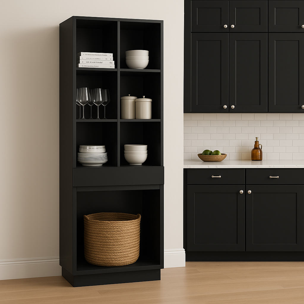 Hampton Bay Avondale 36" x 24" x 96" Shaker Open Pantry Cabinet in Raven Black