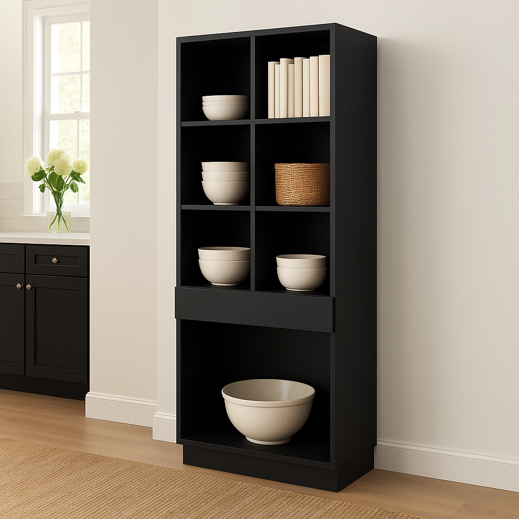 Hampton Bay Avondale 36" x 24" x 96" Shaker Open Pantry Cabinet in Raven Black