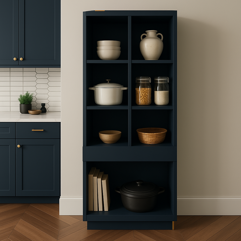 Hampton Bay Avondale Ink Blue Shaker Pantry Cabinet, 36x24x96