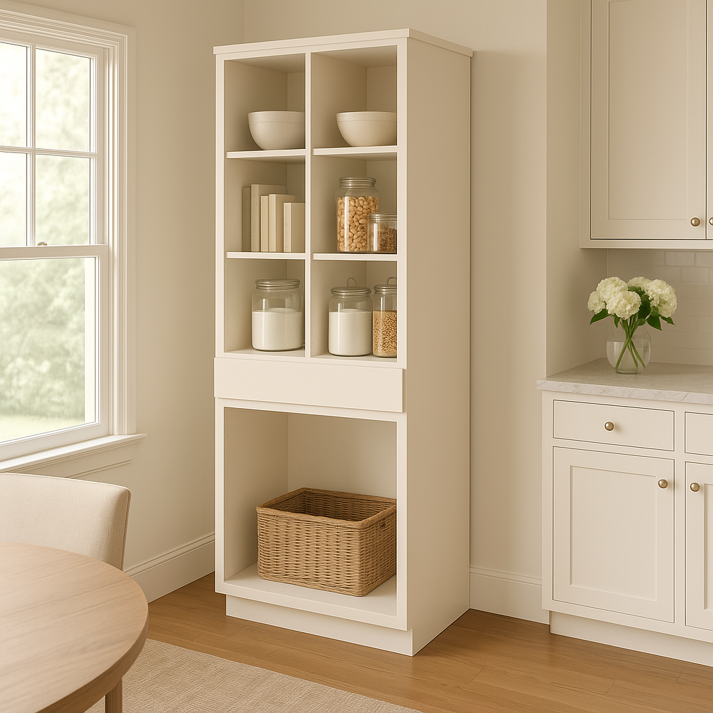 Hampton Bay Avondale Shaker Open Pantry Kitchen Cabinet in Antique White