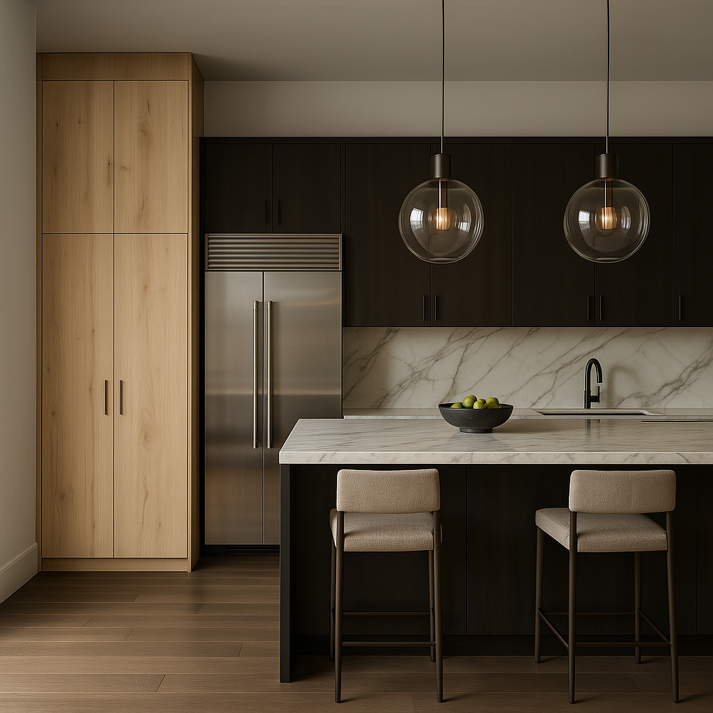 Cambridge Radiance Ready-to-Assemble Slab Pantry Kitchen Cabinet, Light Oak, 30x24x84 in.