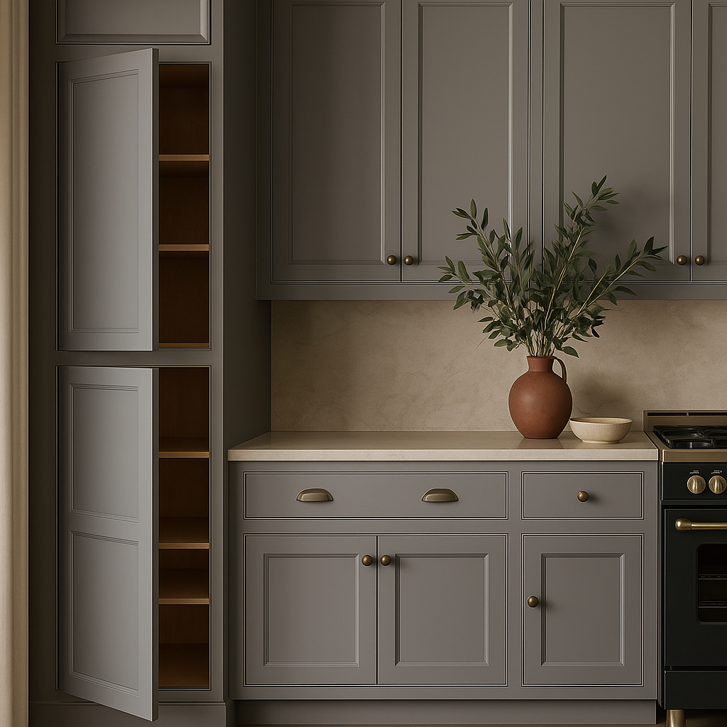 PELHAM & WHITE Keyport Shaker Pantry Cabinet, Charcoal Gray, Tool-Free Assembly