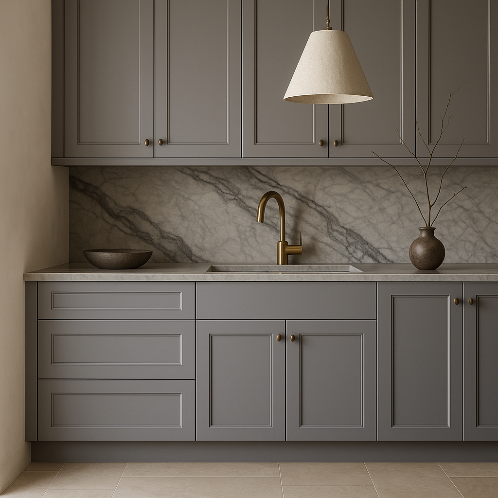 HOMEIBRO Shaker Gray Plywood Kitchen Cabinet with 3 Drawers - 36 in. W x 24 in. D x 34.5 in. H