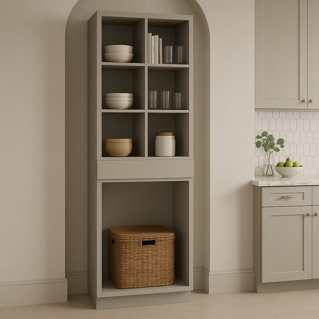 Hampton Bay Avondale Shaker Open Pantry Kitchen Cabinet in Dove Gray