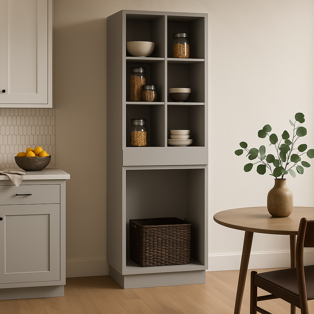 Hampton Bay Avondale Shaker Open Pantry Kitchen Cabinet in Dove Gray