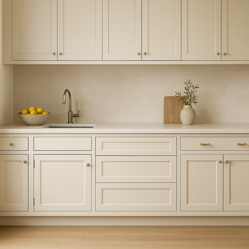 HOMEIBRO Antique White 3-Drawer Kitchen Cabinet - Ready to Assemble