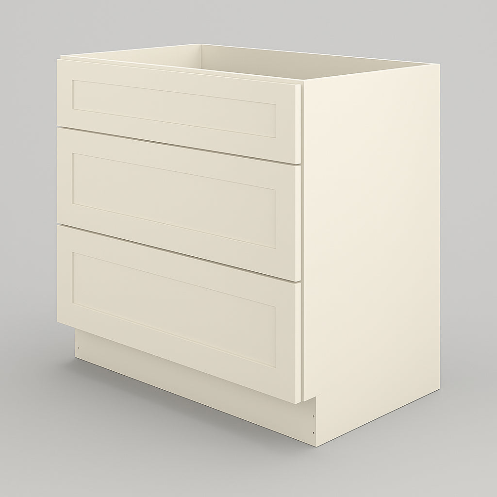 HOMEIBRO Antique White 3-Drawer Kitchen Cabinet - Ready to Assemble