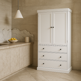 Adrinfly White MDF Kitchen Cabinet with Adjustable Shelves and Drawers