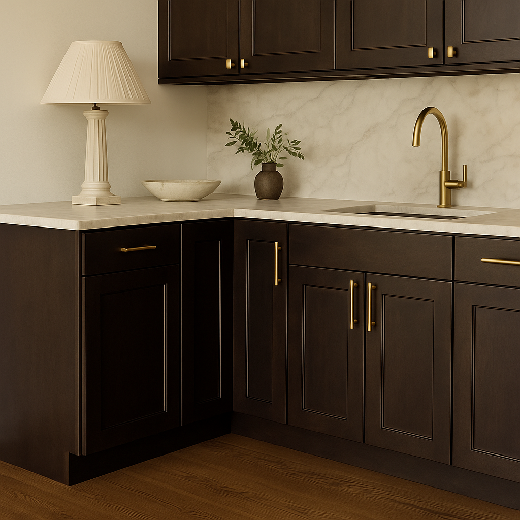 Design House Brookings Solid Wood Lazy Susan Corner Base Cabinet in Espresso