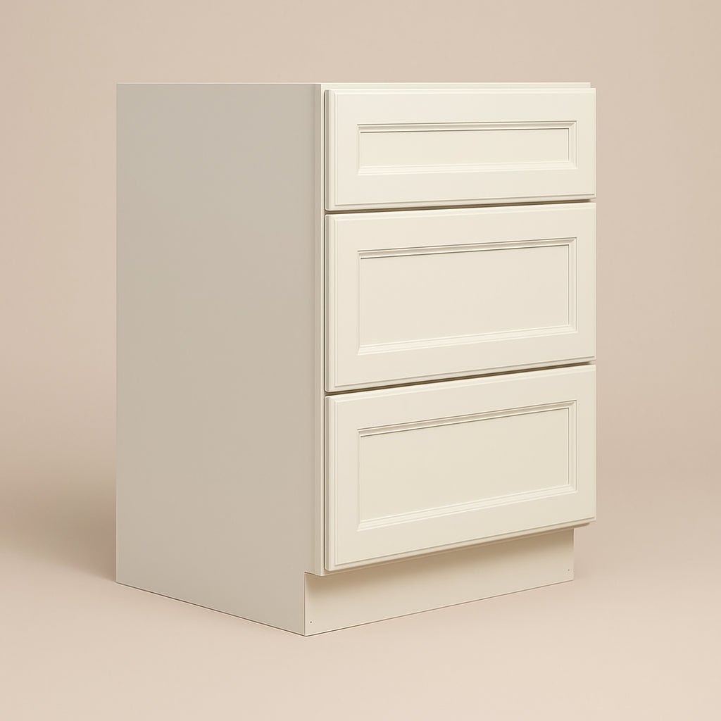 LIFEART CABINETRY Newport Ready to Assemble Base Cabinet with 3 Drawers in Classic White