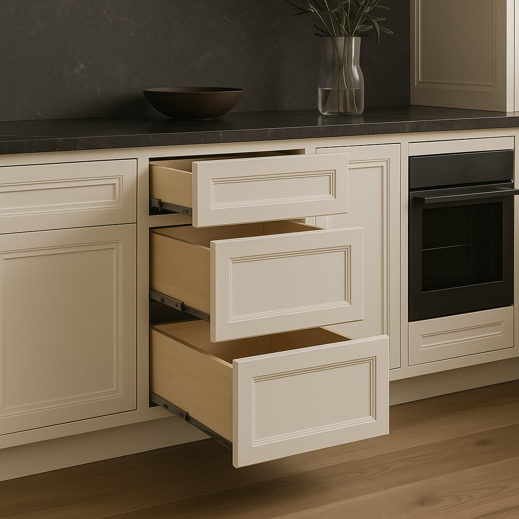 LIFEART CABINETRY Newport Ready to Assemble Base Cabinet with 3 Drawers in Classic White