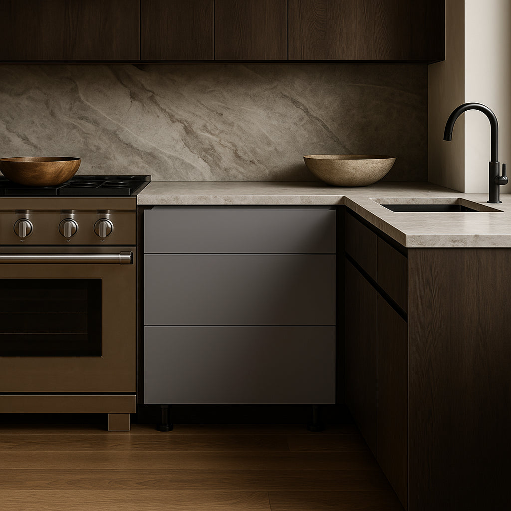Cambridge Radiance Matte Grey Slab Drawer Base Kitchen Cabinet, 30 in. W x 24 in. D x 34.50 in. H
