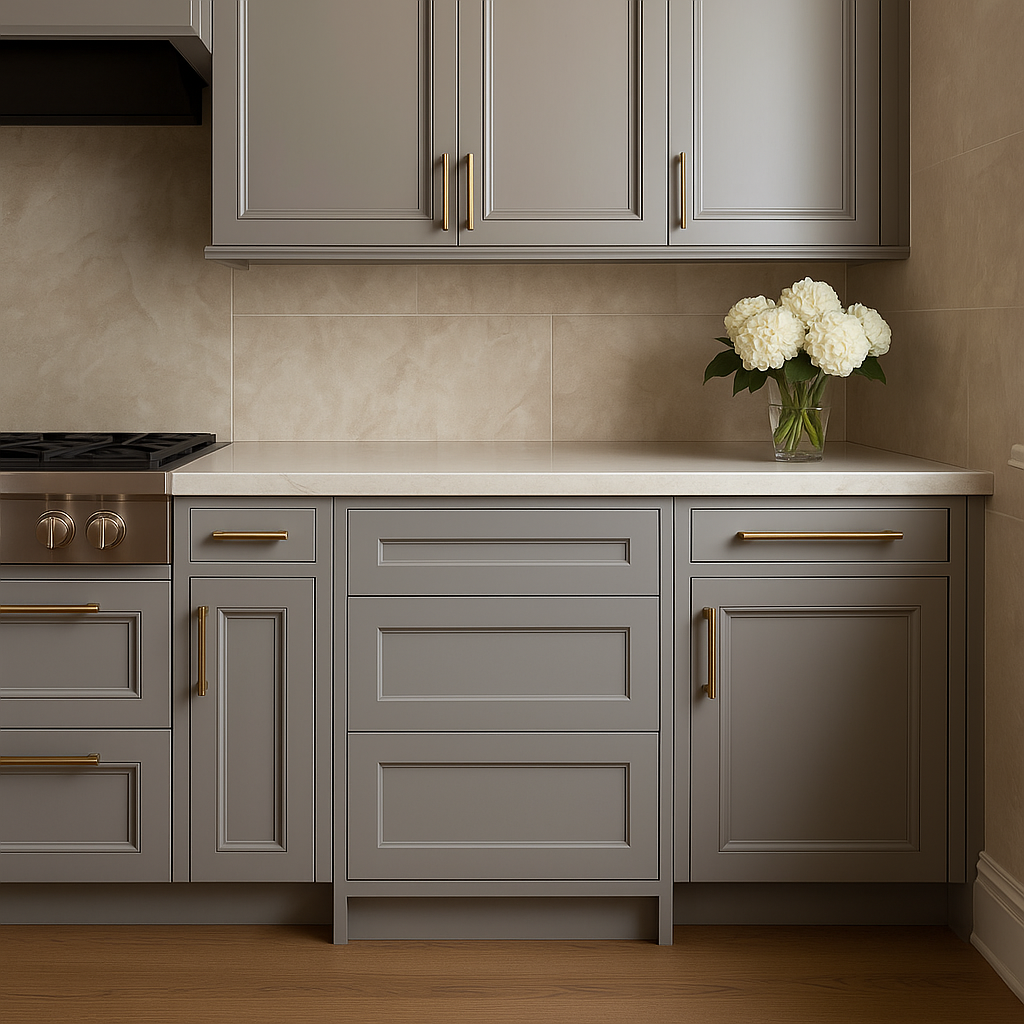 WOWOW Grey Painted Plywood Drawer Base Kitchen Cabinet with Soft Close