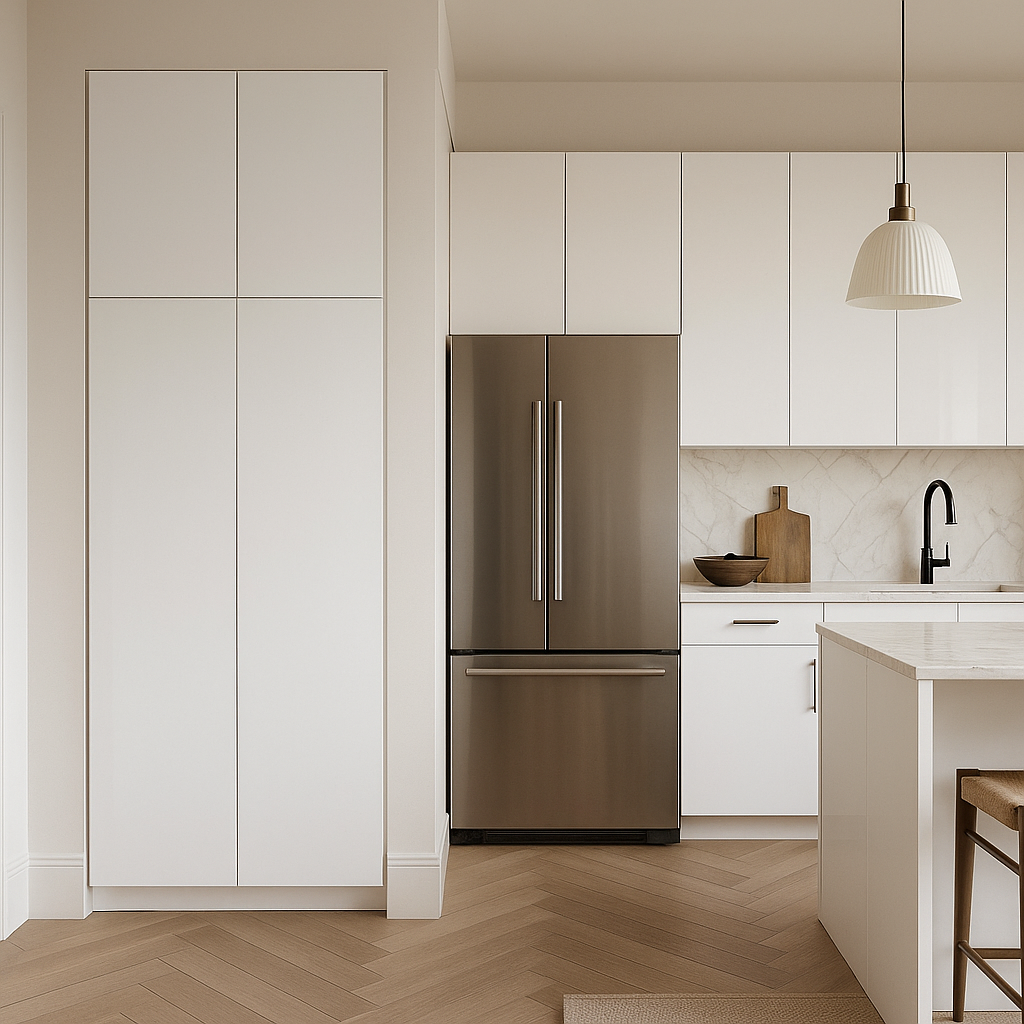 Cambridge Radiance Ready-to-Assemble Slab Pantry Kitchen Cabinet in White Gloss