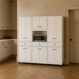 Inval Ready to Assemble Kitchen Storage Utility Cabinet, White, 3-Piece