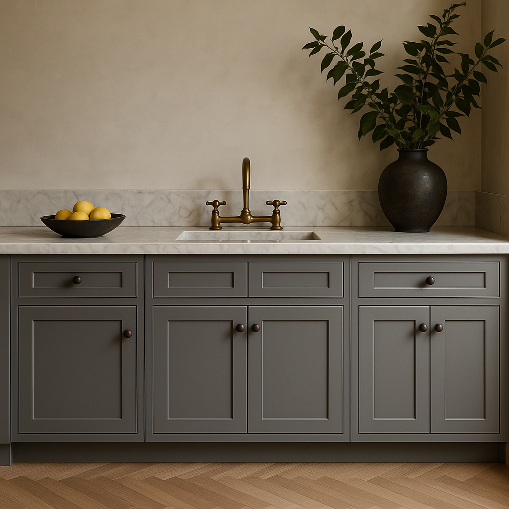 HOMEIBRO Newport Gray Shaker Style Base Kitchen Cabinet with 2 Doors and 2 Drawers
