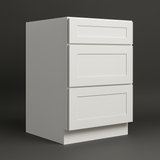 Bremen Cabinetry Shaker Base Drawer Cabinet with 3 Drawers in White