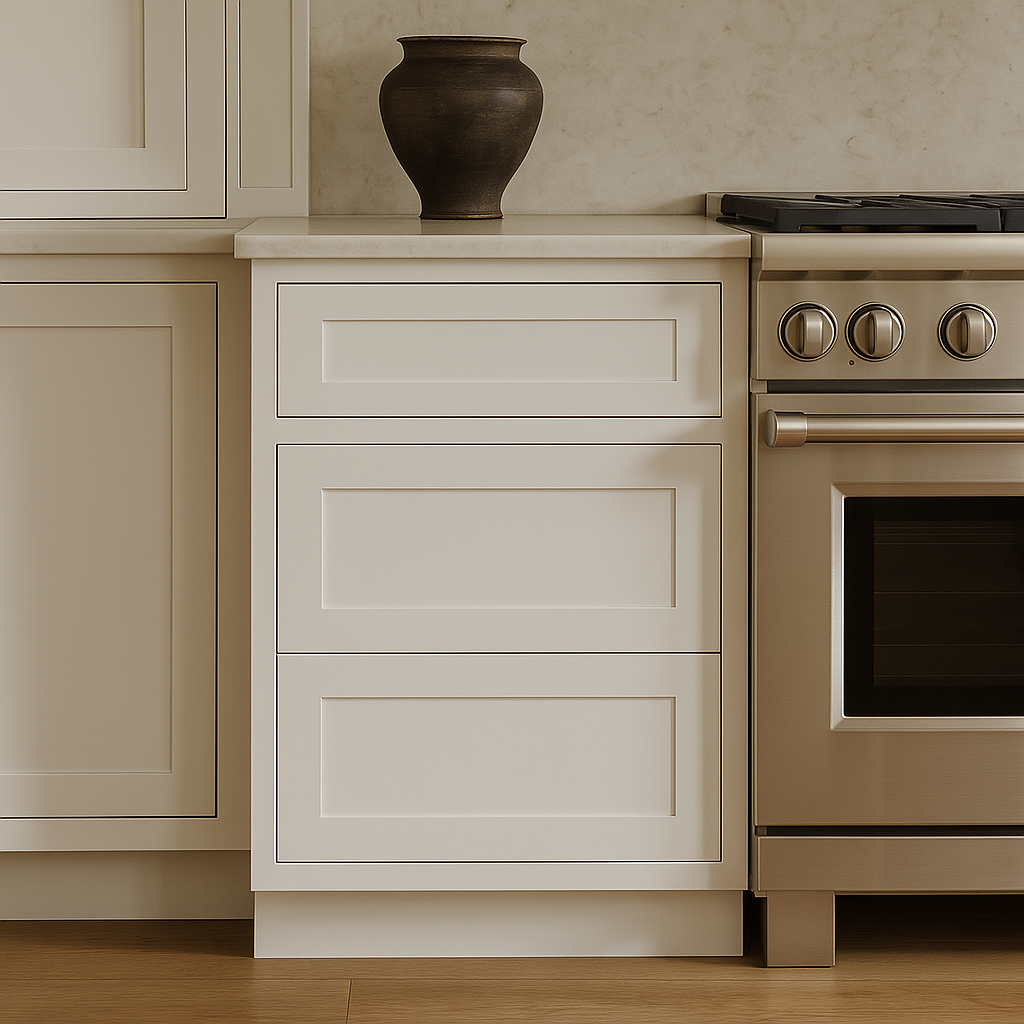Bremen Cabinetry Shaker Base Drawer Cabinet with 3 Drawers in White