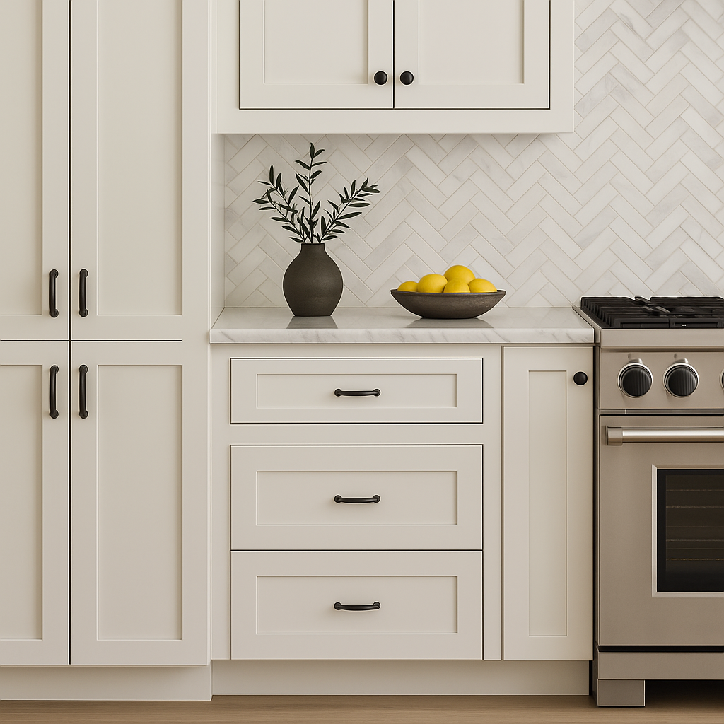 Bremen Cabinetry Shaker Base Drawer Cabinet with 3 Drawers in White