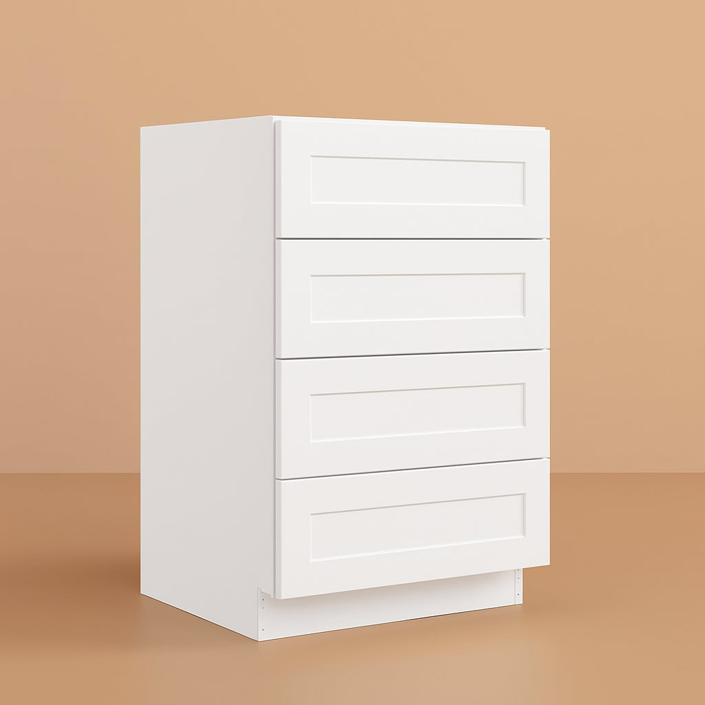 HOMLUX Shaker White 4-Drawer Kitchen Cabinet - Ready to Assemble
