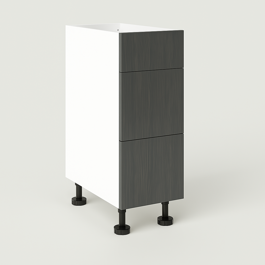 Cambridge Quick Assemble Carbon Marine Vanity Base Cabinet, 12-inch, 3 Drawers