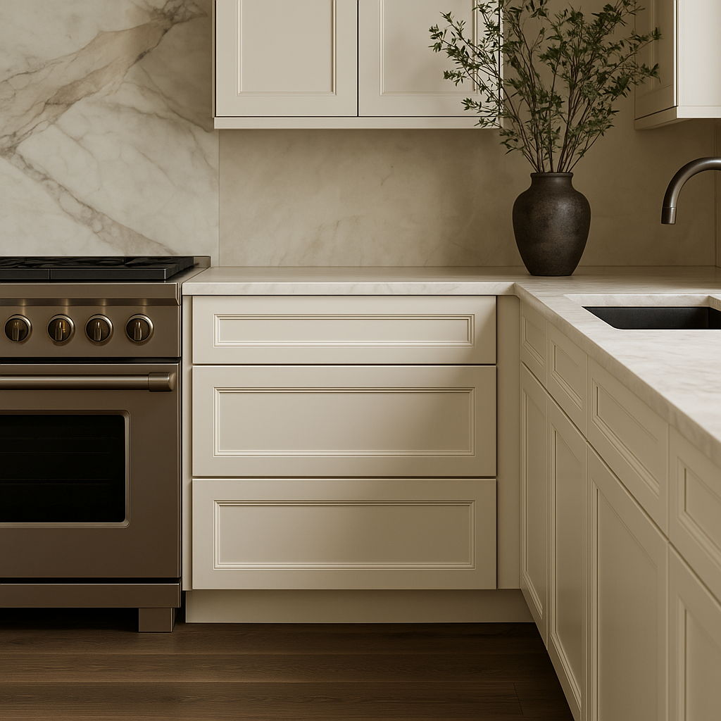 LIFEART CABINETRY Newport Ready to Assemble Base Cabinet with 3 Drawers in Classic White