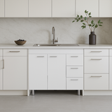 Adrinfly Base Double Door Cabinet with Three Drawers, Ready to Assemble